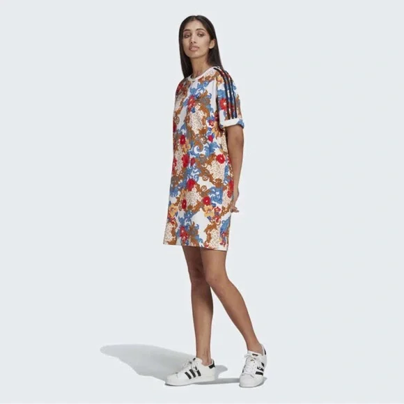 Adidas Originals Her Studio London Floral Baroque T-Shirt Dress - Picture 2 of 11
